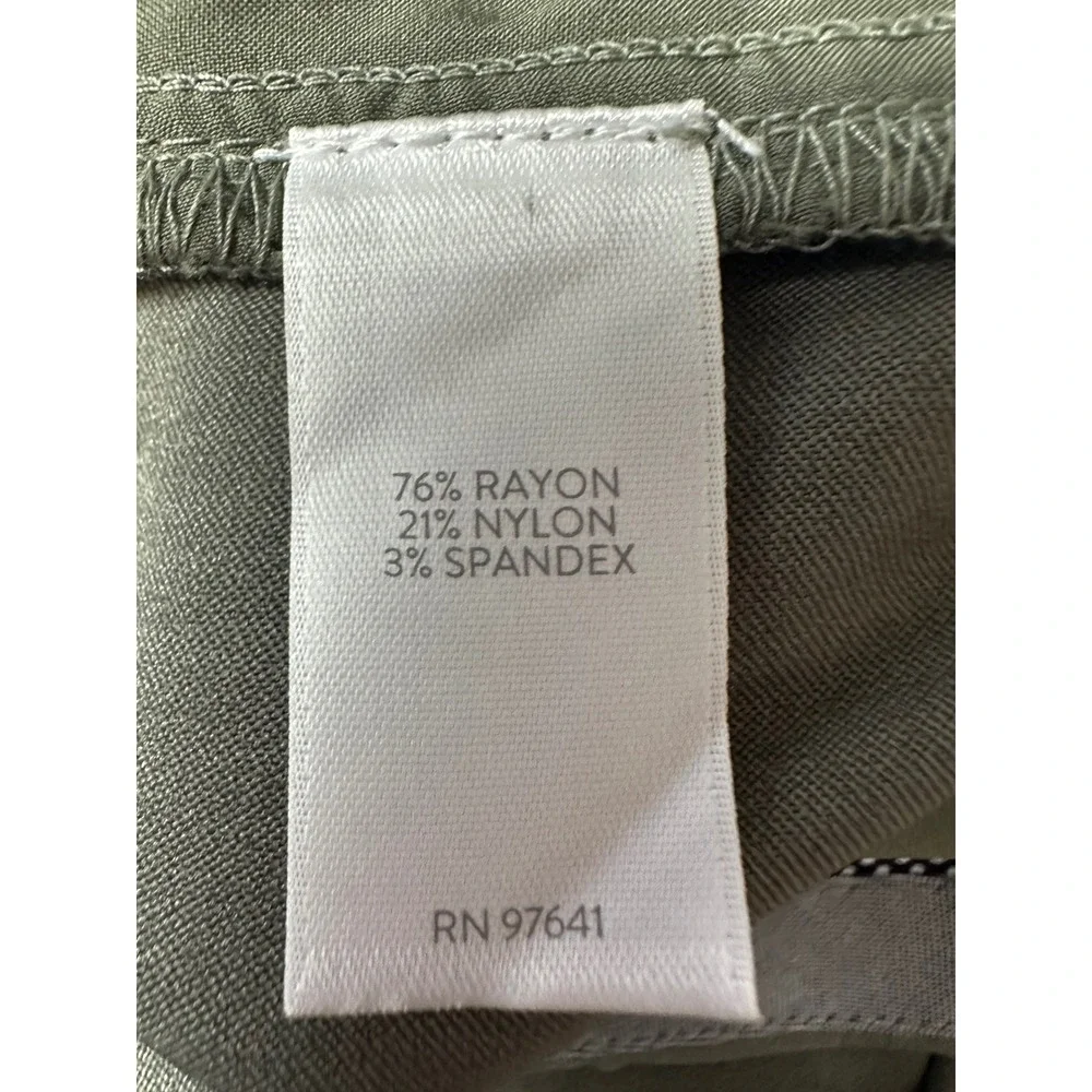 J. Jill Women Wearever Refined Woven Trousers 12 Petite Olive Green Workwear